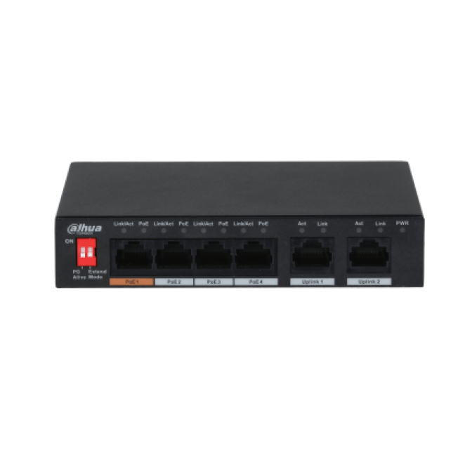 Dahua Technology PFS3006-4ET-60 No administrado L2 Fast Ethernet (10/100) Energía sobre Ethernet (PoE) Negro
