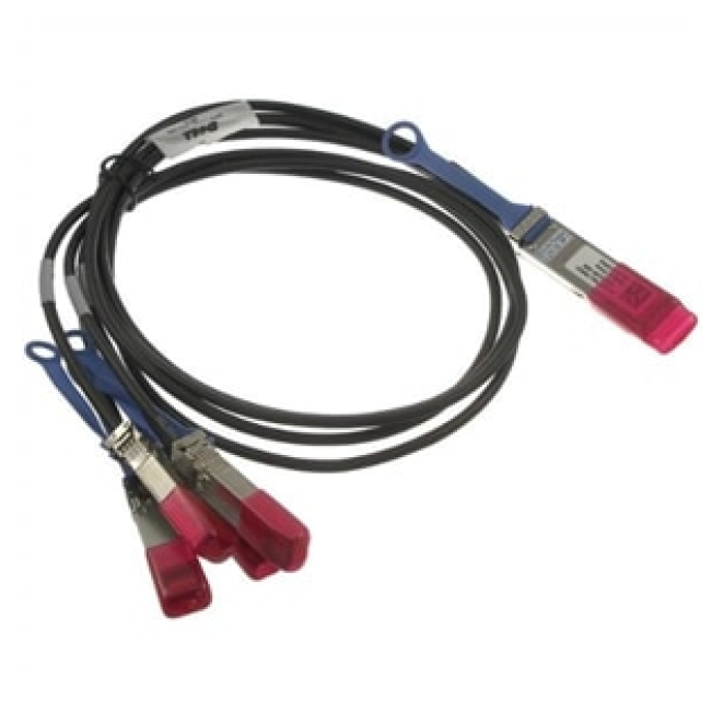 DELL 470-ABQB Cable de fibra óptica e InfiniBand 3 m QSFP28 4x SFP28 Negro, Rojo