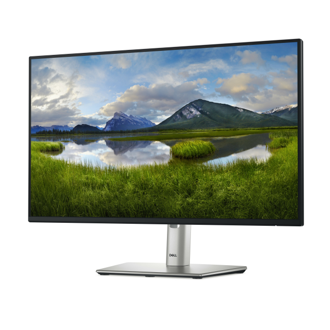 Monitor DELL P Series P2425H ajuste de altura y conectividad.