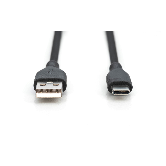 Digitus Cable de conexión USB-C de silicona, 0,5 m, negro enrollado