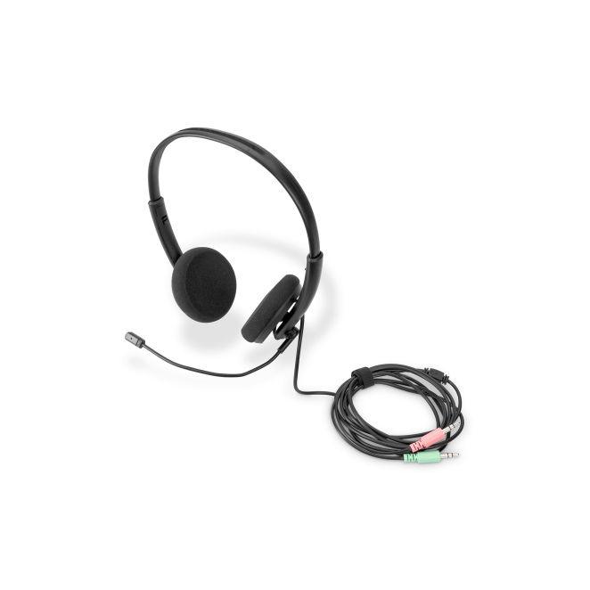 Digitus Headset de oficina On Ear con reducción de ruidos, 3,5 mm estéreo