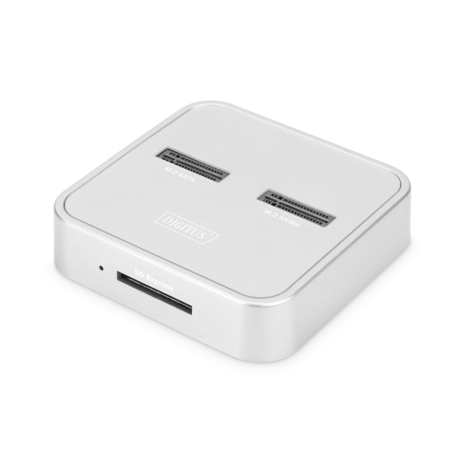 Digitus Estación de acoplamiento SSD M.2 NVMe + M.2 SATA con lector de tarjetas SD-Express, USB-C™