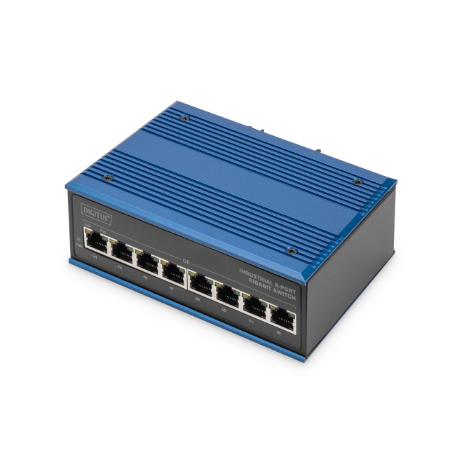 Digitus Conmutador PoE de red Ethernet Gigabit de 8 puertos, industrial, no gestionado