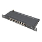Digitus CAT 6A Slim Patch Panel, blindado, 8 puertos, 0,5 U, 10″, negro