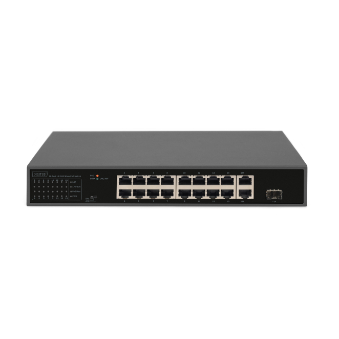 Digitus Conmutador PoE Fast Ethernet de 16 puertos en uso empresarial
