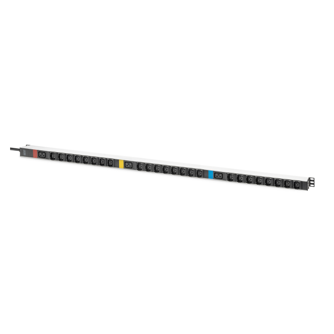 Digitus PDU IT básica, trifásica 16 A, 24 x C13, 3 x C19, cable de alimentación de 3 m, clavija IEC 60309 16 A