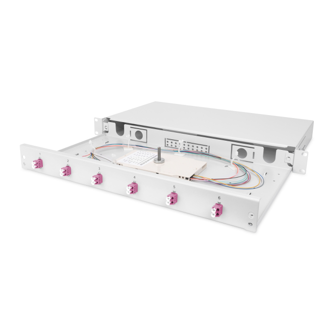 Digitus Caja de empalme de fibra óptica, 1U, equipada, LC, OM4