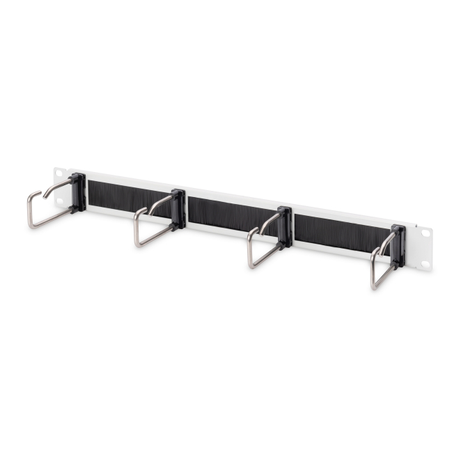 Digitus Panel de organización de cables con estribos de acero y tira de cepillo para armarios de 482,6 mm (19″), 1UA