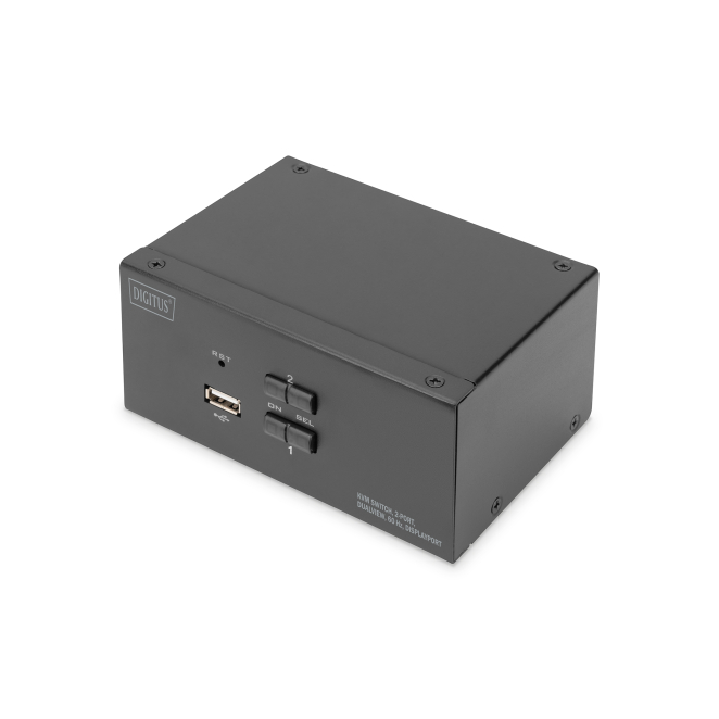 Digitus Conmutador KVM, 2 puertos, pantalla dual, 4K, DisplayPort®