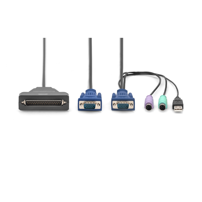 Digitus Conmutador modular KVM, puerto único en negro y su empaque