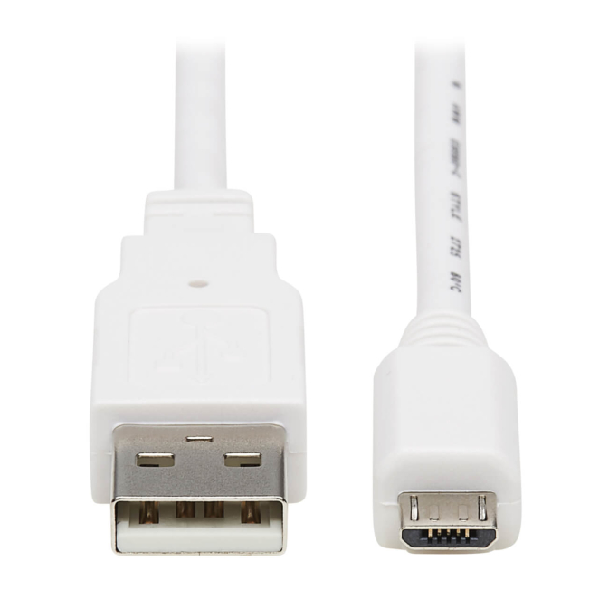 Tripp Lite U050AB-006-WH Cable Antibacteriano USB A a USB Micro B (M/M), USB 2.0, Blanco, 1.83 m [6 pies]