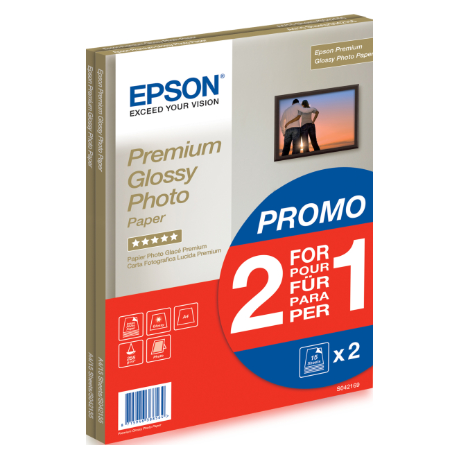 Epson Premium Glossy Photo Paper - A4 - 2x 15 Hojas