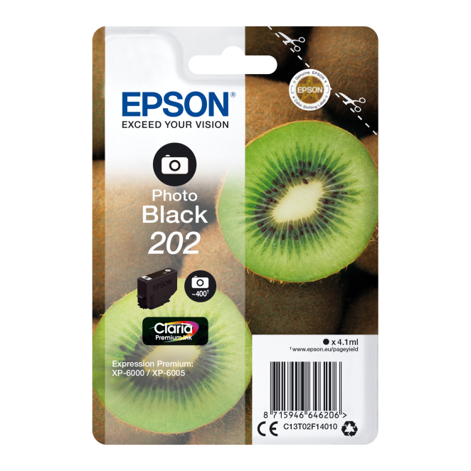 Epson Kiwi Singlepack Photo Black 202 Claria Premium Ink