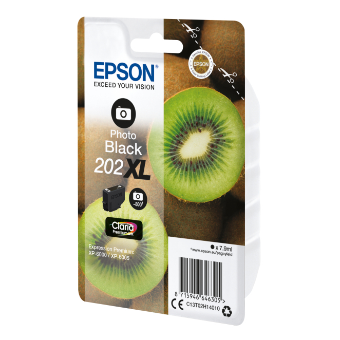 Epson Kiwi Singlepack Photo Black 202XL Claria Premium Ink