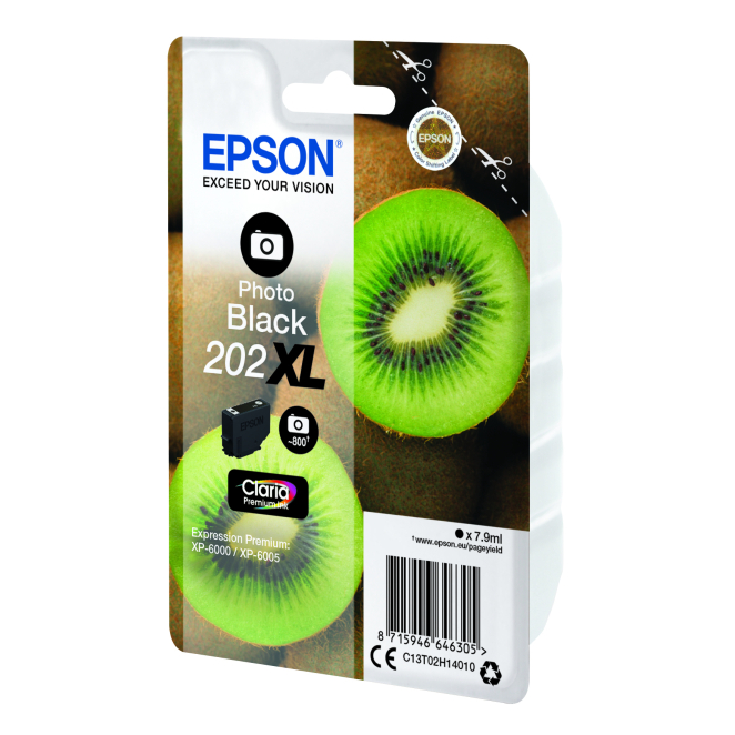 Epson Kiwi Singlepack Photo Black 202XL Claria Premium Ink - Beneficios