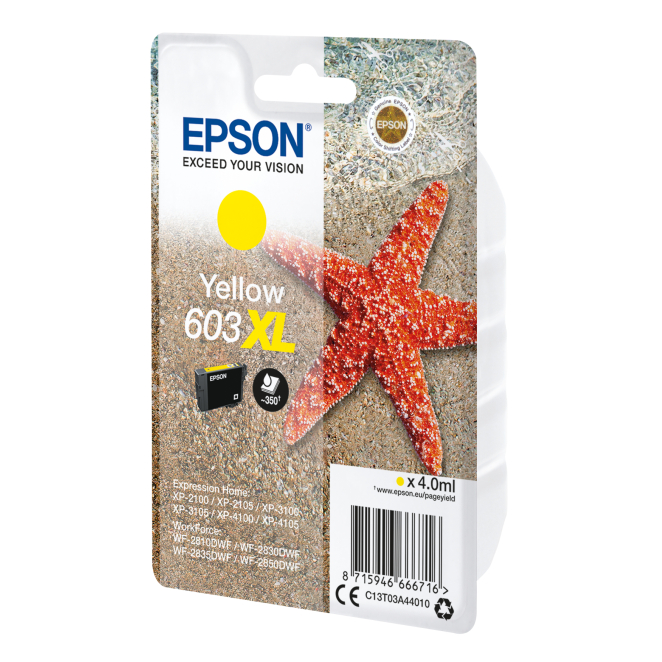 Epson Singlepack Yellow 603XL Ink, calidad de impresión superior.