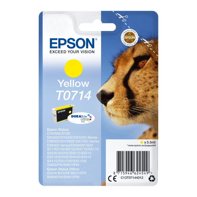 Epson Cartucho T0714 amarillo (etiqueta RF)
