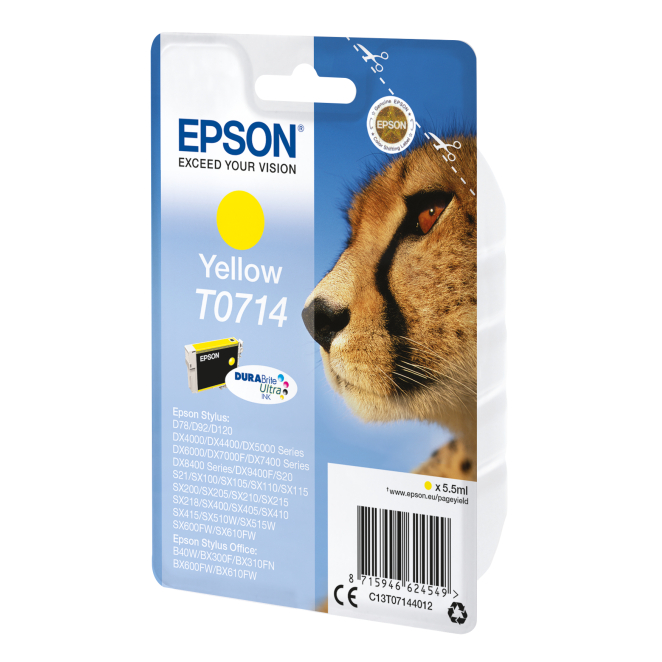 Epson Cartucho T0714 amarillo en empaque