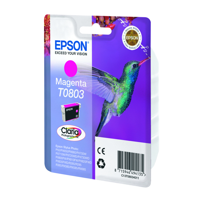 Epson Hummingbird Cartucho T0803 magenta - Empaque frontal y trasero