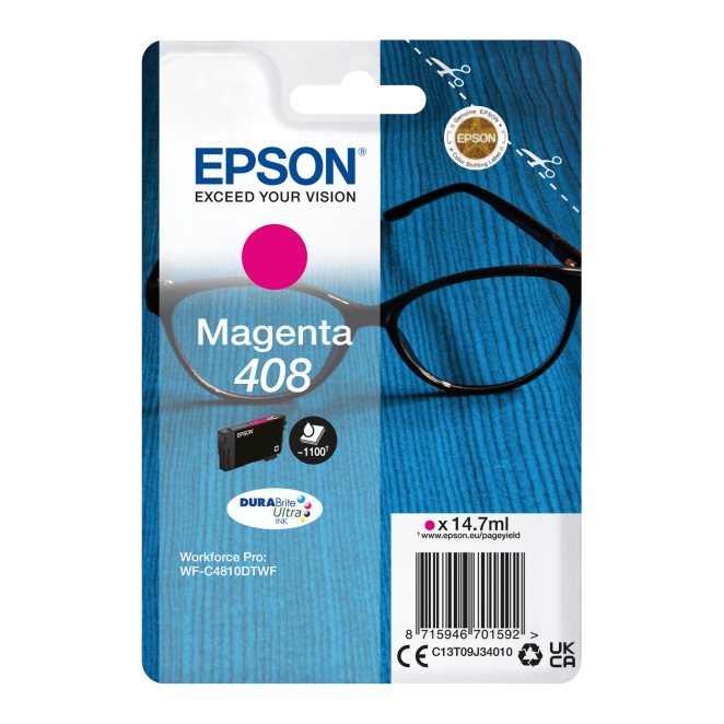 Epson Singlepack Magenta 408 DURABrite Ultra Ink