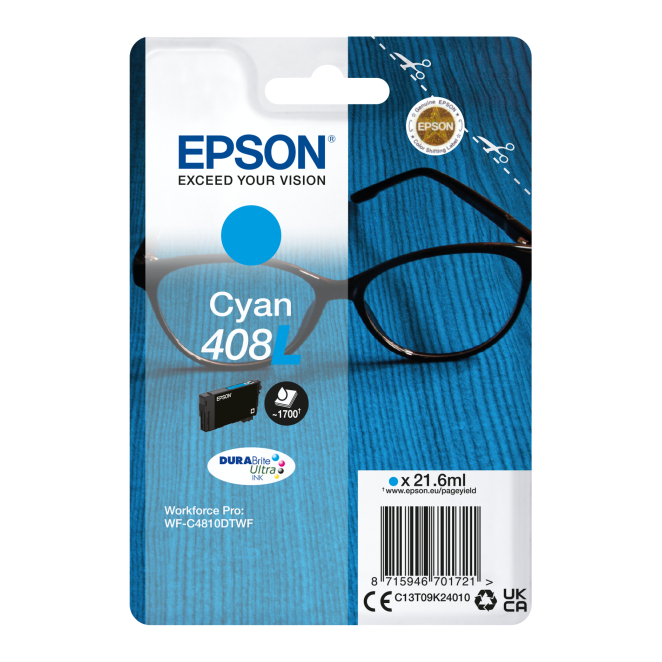 Epson Singlepack Cyan 408L DURABrite Ultra Ink
