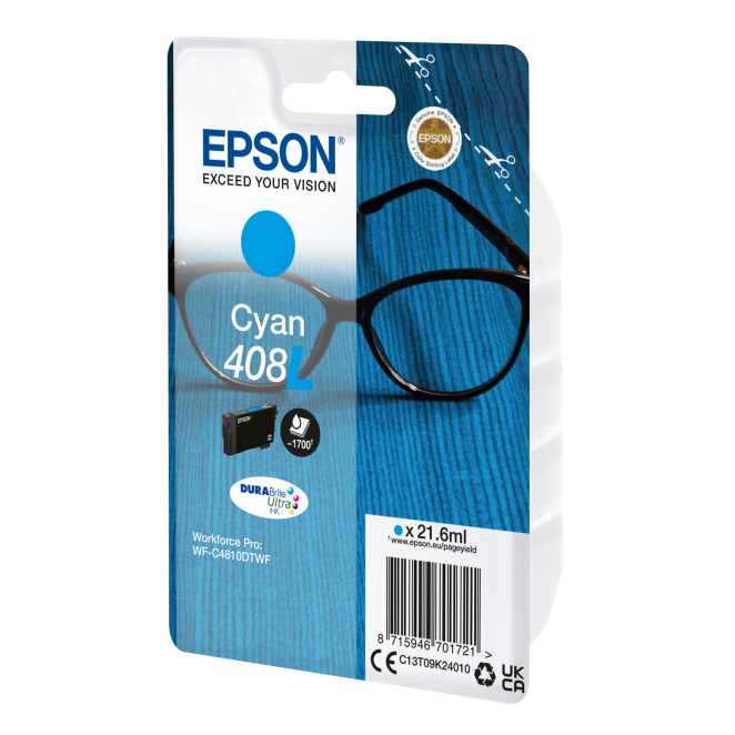Epson Singlepack Cyan 408L DURABrite Ultra Ink