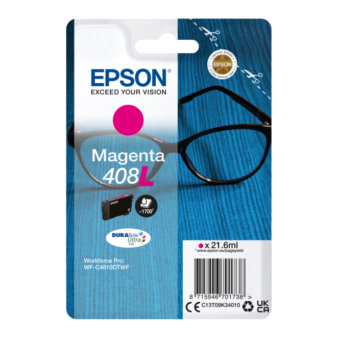Epson Singlepack Magenta 408L DURABrite Ultra Ink