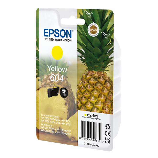 Epson 604 cartucho de tinta 1 pieza(s) Original Rendimiento estándar Amarillo