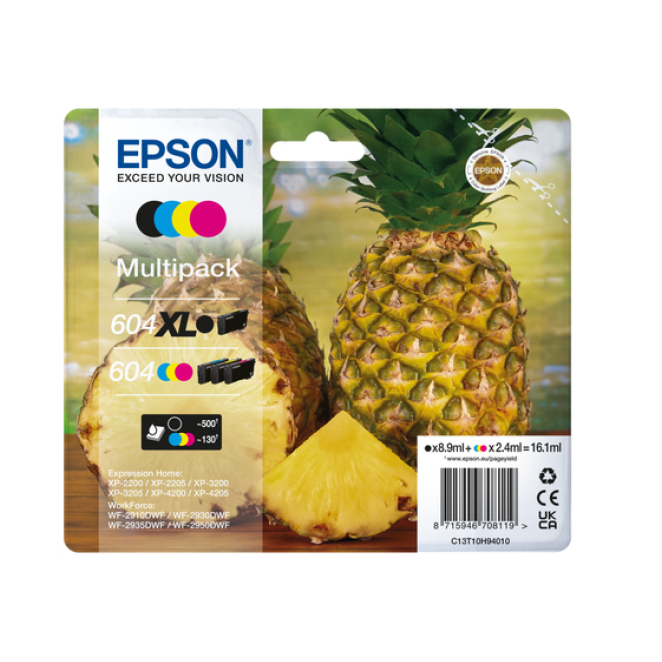 Epson 604XL cartucho de tinta 4 pieza(s) Original Alto rendimiento (XL) Negro, Cian, Magenta, Amarillo