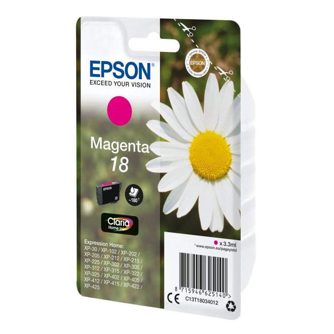 Epson Daisy Cartucho 18 magenta en su empaque