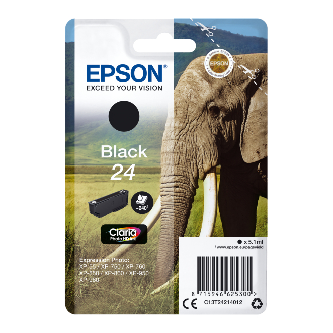 Epson Elephant Cartucho 24 negro (etiqueta RF)