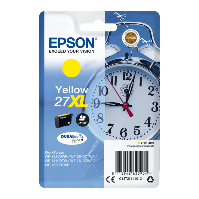 Epson Alarm clock Singlepack Yellow 27XL DURABrite Ultra Ink