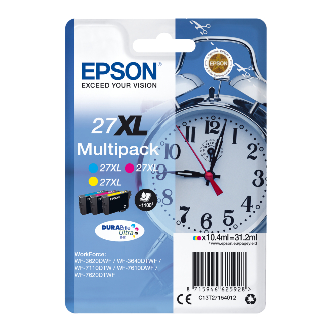 Epson Alarm clock Multipack 3-colour 27XL DURABrite Ultra Ink
