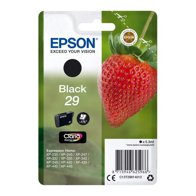 Epson Strawberry Singlepack Black 29 Claria Home Ink