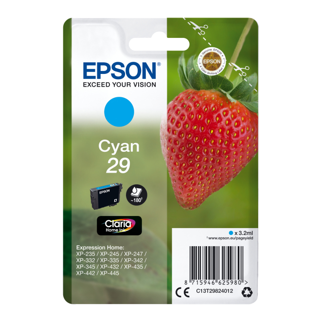 Epson Strawberry Singlepack Cyan 29 Claria Home Ink