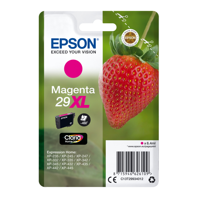 Epson Strawberry Singlepack Magenta 29XL Claria Home Ink