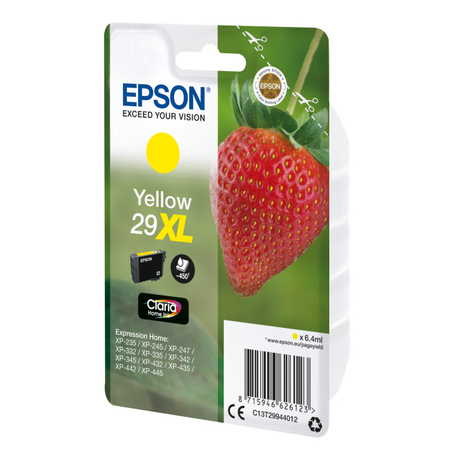Epson Strawberry Singlepack Yellow 29XL Claria Home Ink - Cartucho de tinta amarilla