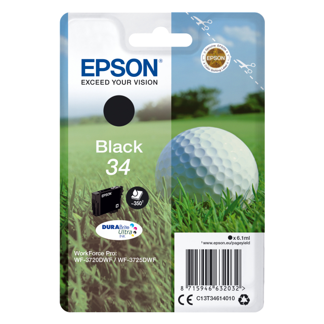 Epson Golf ball Singlepack Black 34 DURABrite Ultra Ink