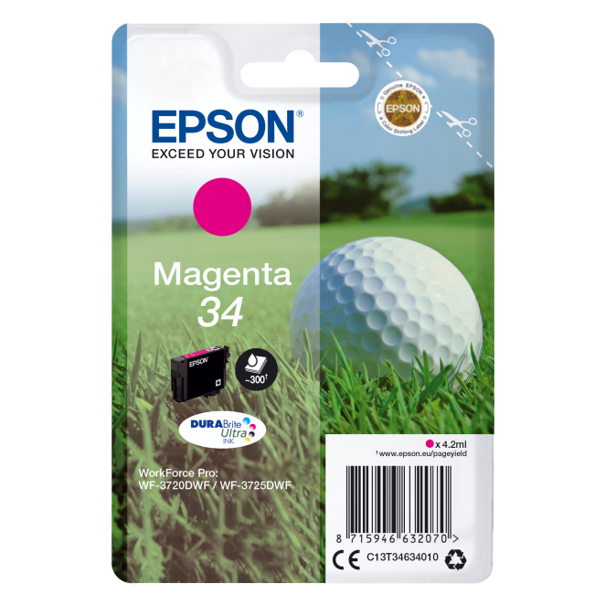 Epson Golf ball Singlepack Magenta 34 DURABrite Ultra Ink