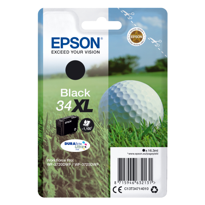 Epson Golf ball Singlepack Black 34XL DURABrite Ultra Ink