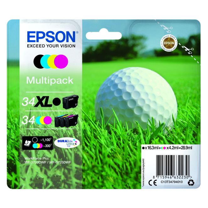 Epson Golf ball C13T34794010 cartucho de tinta 1 pieza(s) Original Alto rendimiento (XL) Negro, Cian, Magenta, Amarillo