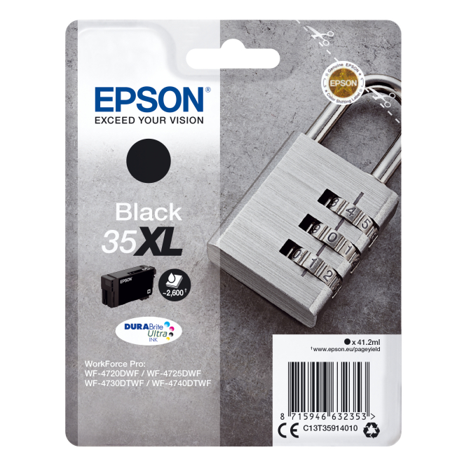 Epson Padlock Singlepack Black 35XL DURABrite Ultra Ink