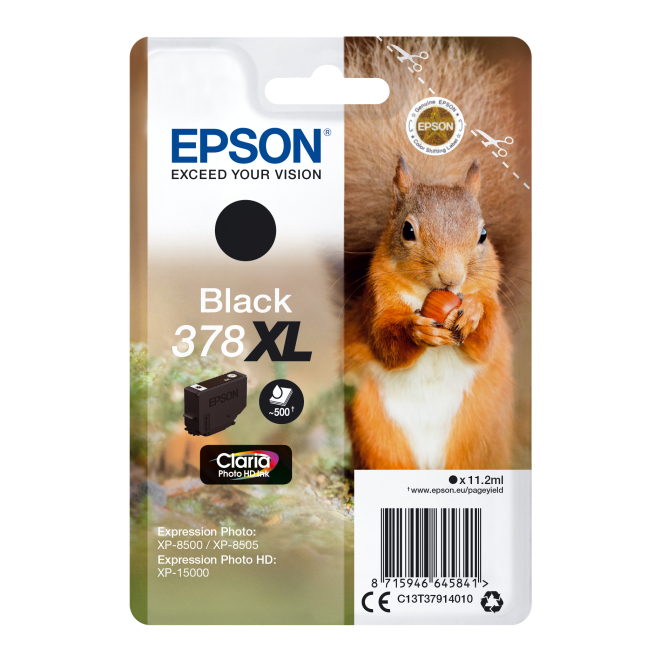 Epson Squirrel Singlepack Black 378XL Claria Photo HD Ink