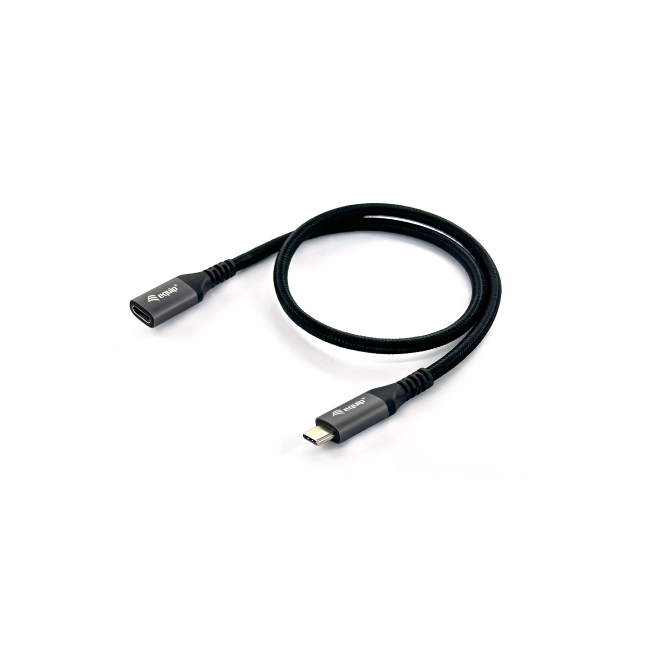 Equip 128371 Cable de extensión USB 3.2 Gen 2 C a C, M/F, 1,0m, 4K/60Hz, 10Gbps, Negro
