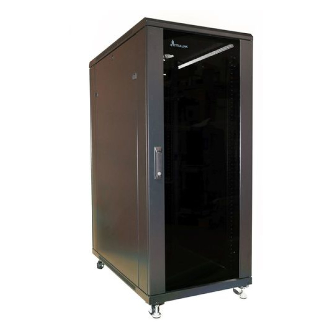 Extralink Armario rackmount 27U 600x1000 Negro de pie vista frontal