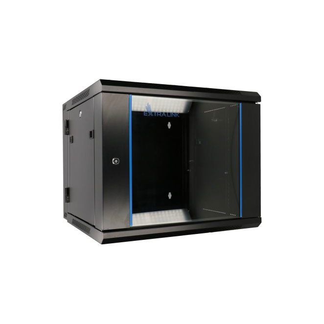Extralink Armario rackmount 9U 600x600 AZH Negro montaje en la pared, tipo swing