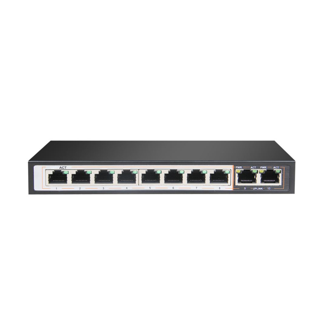Extralink Switch PoE PERSES 8x Gigabit PoE/PoE+, 2x RJ45 Uplink Gigabit, 96W