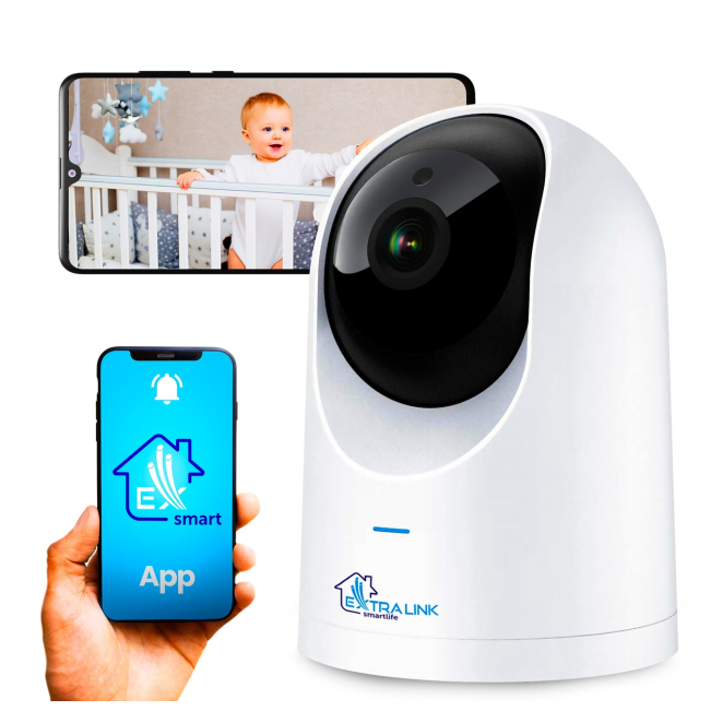 Extralink Cámara IP Smart Life HomeEye PTZ, Wi-Fi, 2.5K, 4MP, Ninera