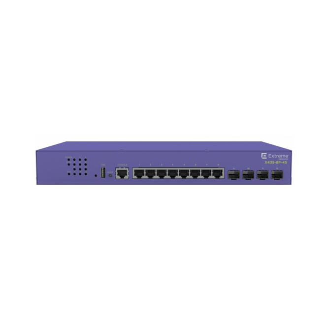 Extreme networks X435-8T-4S switch Gestionado Gigabit Ethernet (10/100/1000) Energía sobre Ethernet (PoE) 1U Violeta
