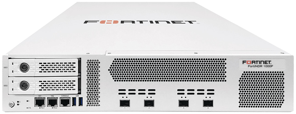 FortiNDR-1000F FortiNDR-1000F Hardware plus FortiCare Premium, with NDR and ANN engine updates & baseline. Support Standalone and Sensor mode. 4 x 10GbE SFP+, 2 x 10Gb GE Copper (supports 10/1000/10000 without transceivers), 2x 1 Gigabit Ethernet connection (management). Netflow & OT Security Service order separately. Transceivers purchased seperately, see datasheet for details. 36 meses